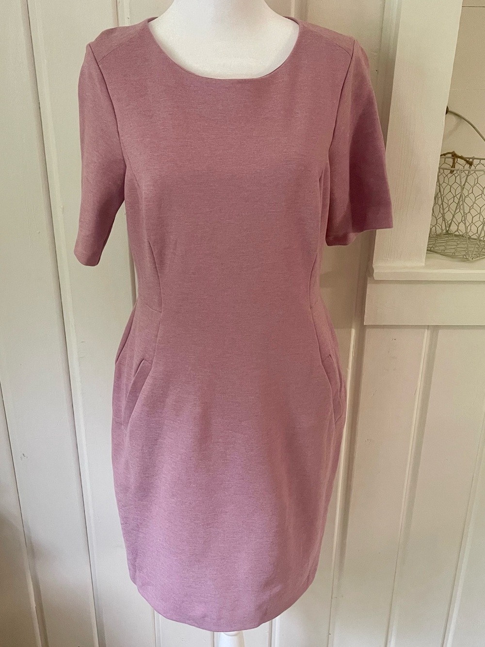 Lands’ End Dusty Mauve Ponte Knit Sheath Dress
